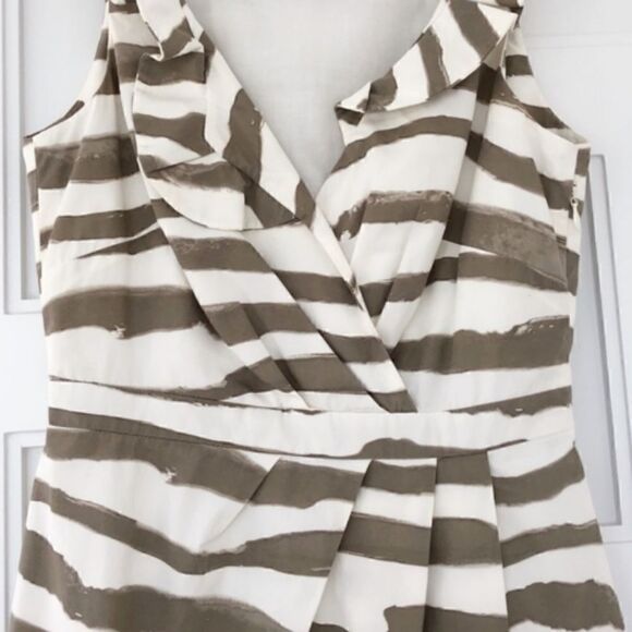 Banana Republic Zebra Print Cotton Dress with Ruffled V Neck NWT - Picture 4 of 11